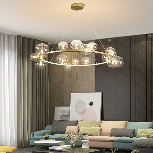 suspension lustre design bulle en verre créatif moderne - vue 5 sur 18
