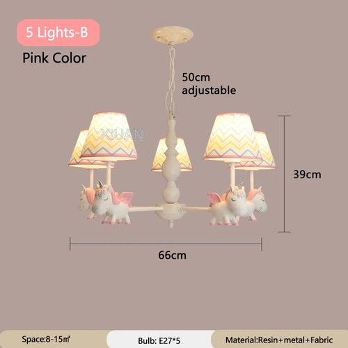 lustre licorne dessin animé pour chambre d'enfant suspendu - vue 20 sur 24