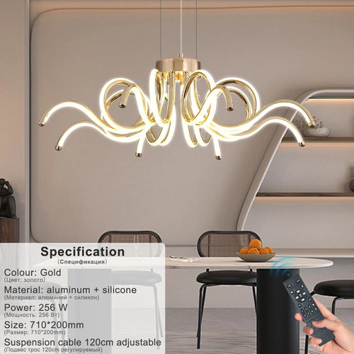 lustre moderne doré artpad avec télécommande pour éclairage intérieur