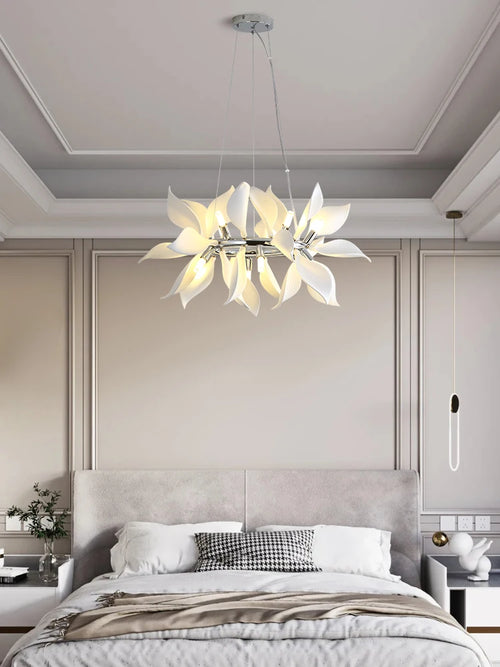 lustre carré en céramique avec pétales de fleurs suspendu - vue 6 sur 14