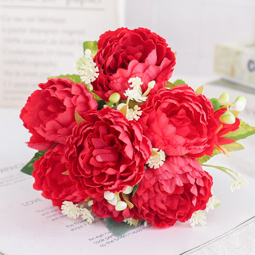 fleurs artificielles soie pivoine hortensia décoration mariage bouquet - vue 17 sur 40