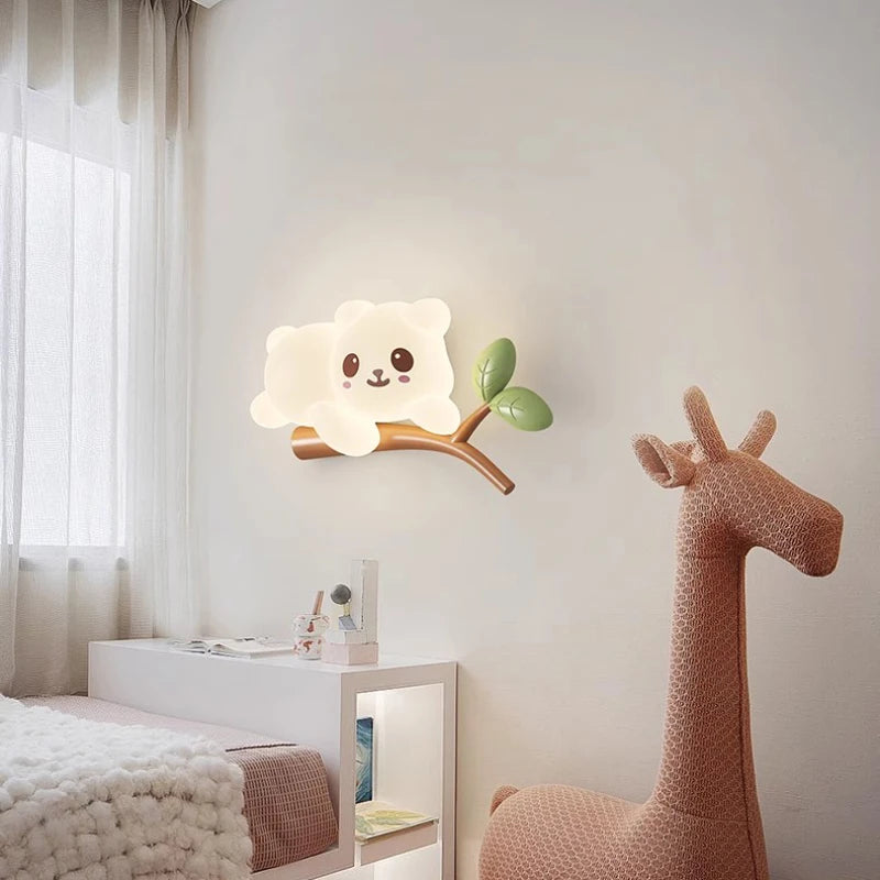 applique murale mignonne en forme de singe et ours pour enfant - vue 3 sur 9