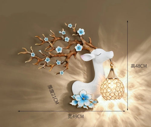 appliques murales modernes en résine style chinois cerf fortune - vue 11 sur 10