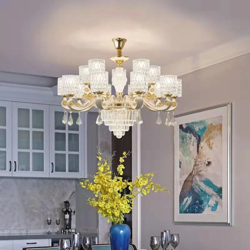 lustre en verre cristal design moderne pour un intérieur élégant - vue 6 sur 10