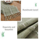 Chemin de table bohème coton lin pompons tissés