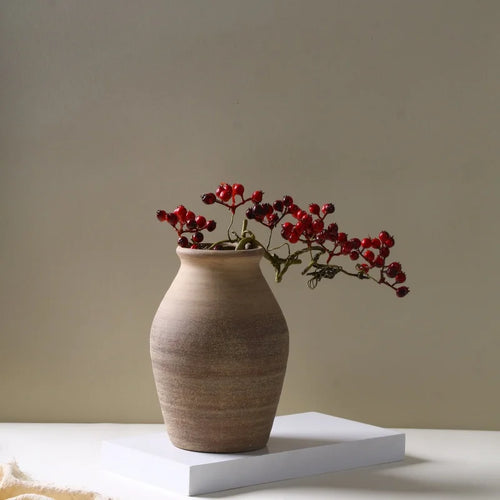 vase rétro en céramique fait main pour décoration fleurs séchées - vue 2 sur 6