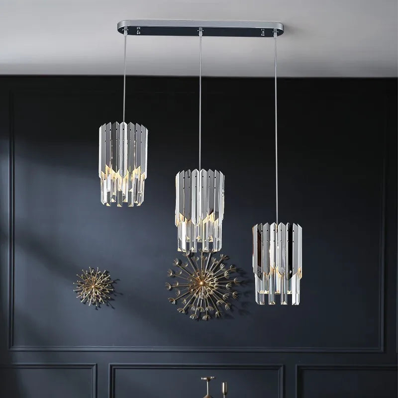 lustre en cristal chromé doré avec éclairage vintage intérieur - vue 4 sur 13