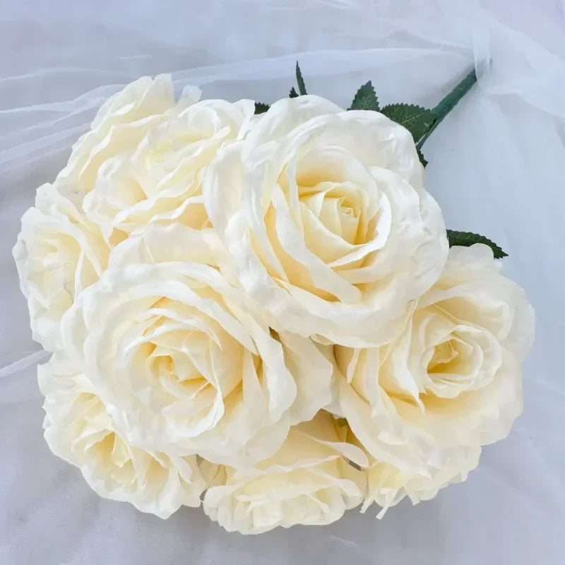 bouquet de roses artificielles en soie pour décoration intérieure - vue 7 sur 28