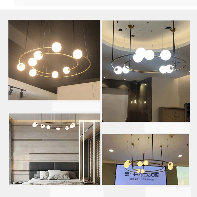 lustre postmoderne créatif minimaliste éclairage anneau rond design élégant - vue 5 sur 12