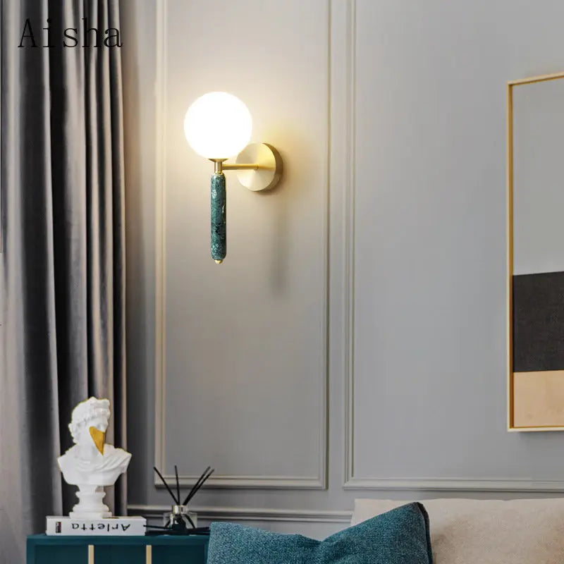 applique murale nordique en cuivre et marbre moderne - vue 3 sur 9
