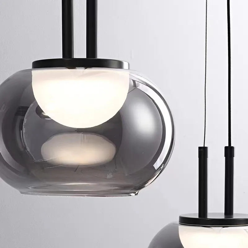 suspension en verre à plusieurs têtes pour intérieur moderne - vue 6 sur 23