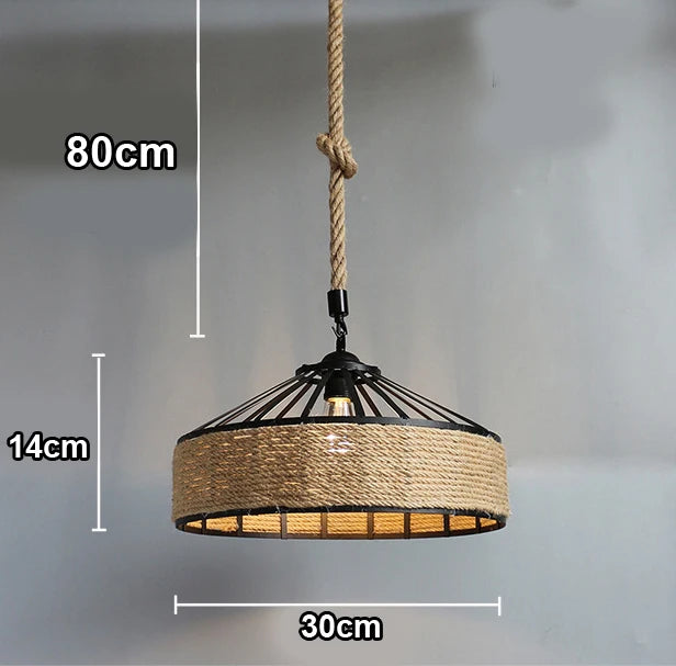 suspension en sisal vintage avec éclairage créatif et tissage élégant