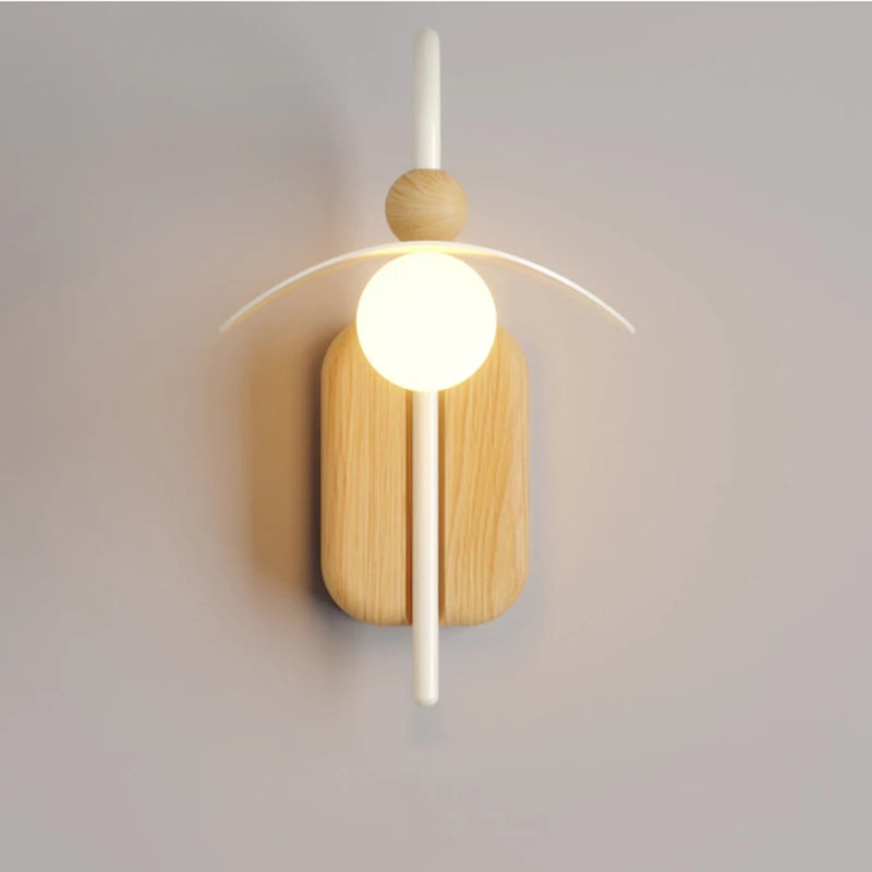 applique murale nordique en bois avec luminaire led pour intérieur - vue 5 sur 7