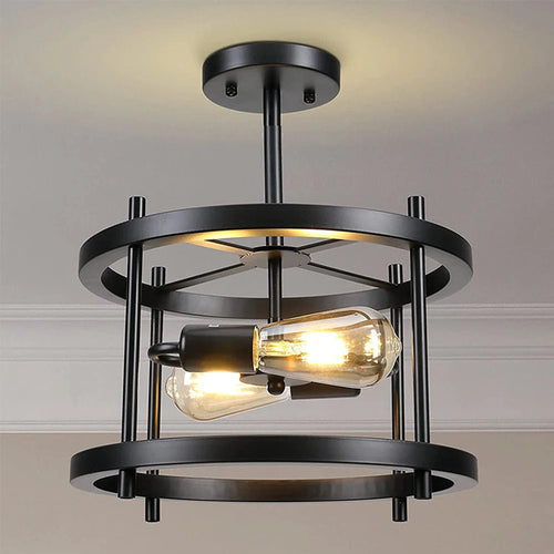 plafonnier industriel rétro à deux lampes pour intérieur - vue 3 sur 11