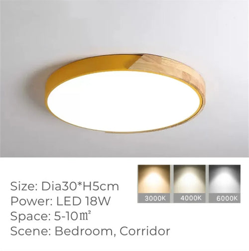 plafonnier chinois Ultra-mince rond en Grain de bois - vue 11 sur 16