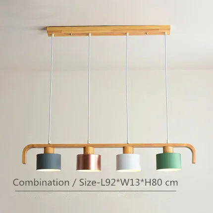 Suspension nordiques abat-jour en métal Led en bois décor à la maison lampe suspendue Restaurant café intérieur créativité lustres luminaires - vue 15 sur 16