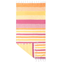 serviette de plage turque coton rayures pompons légère