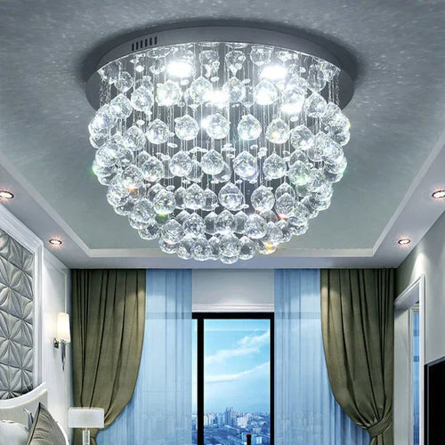 lustre à led avec boules de cristal pour intérieur moderne - vue 2 sur 12