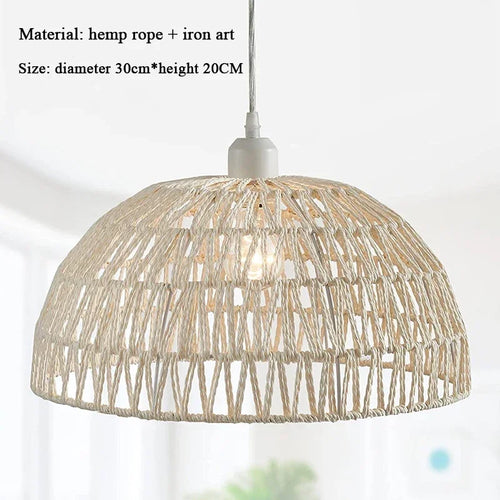 Lustre en corde de chanvre de style japonais - vue 10 sur 9