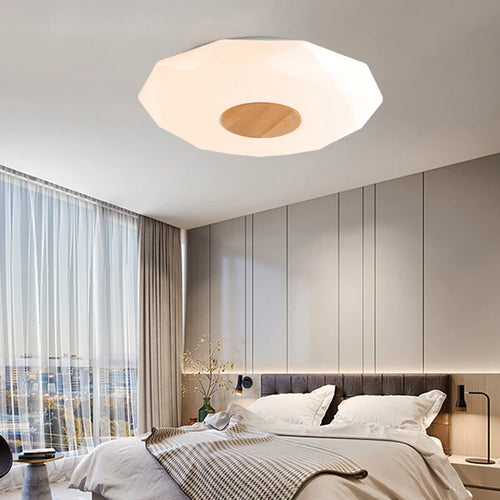plafonnier led minimaliste en bois massif étoile diamant - vue 5 sur 9