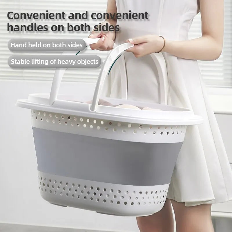 panier à linge pliable en plastique pour rangement à la maison - vue 2 sur 8