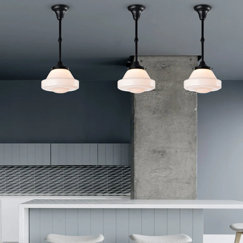Plafonnier Vintage pour chambre à coucher cuisine salle d'étude lumière en verre noir lampe suspendue industrielle lampes de loft intérieur nordique - vue 3 sur 10