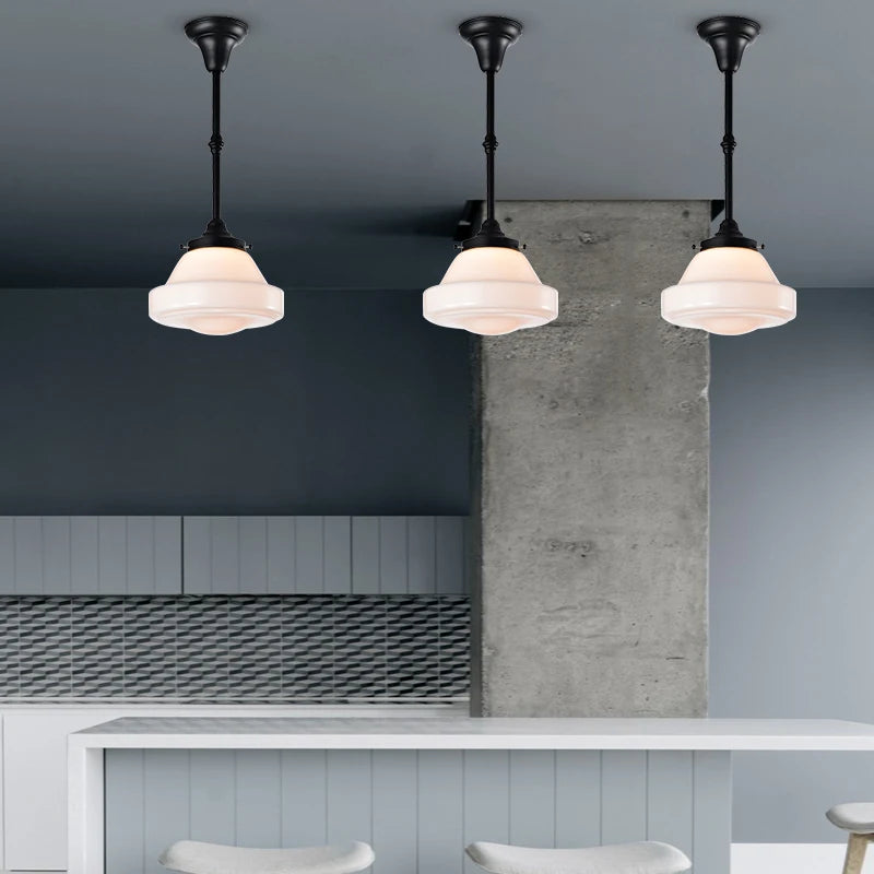 Plafonnier Vintage pour chambre à coucher cuisine salle d'étude lumière en verre noir lampe suspendue industrielle lampes de loft intérieur nordique - vue 2 sur 10