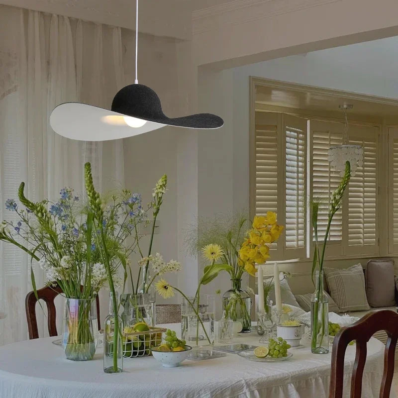 Felt Pendant Lamps Nordic Hat Chandelier Ceiling Hanging Light for Living Dining Room Bedroom - vue 3 sur 12