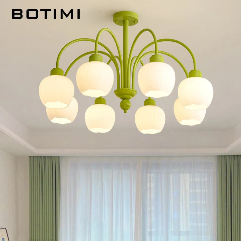 lustre moderne botimi avec 8 abat-jour en verre nordiques - vue 4 sur 13
