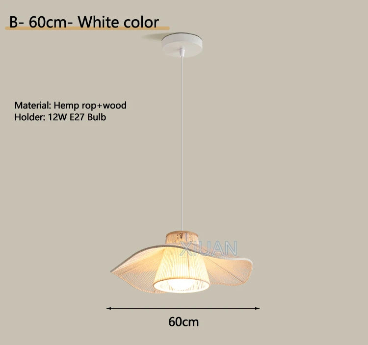 lustre suspendu wabi-sabi en corde de chanvre - vue 18 sur 24