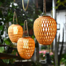 lanterne solaire extérieure en tissage imitation bambou pour jardin décoratif