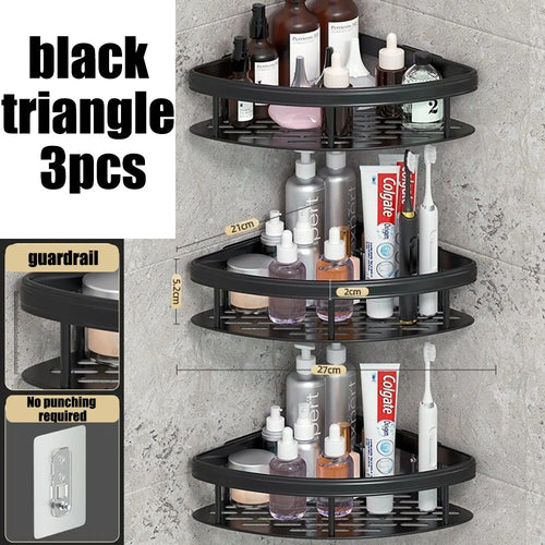 étagère d'angle murale sans perçage pour douche et serviettes - vue 10 sur 18