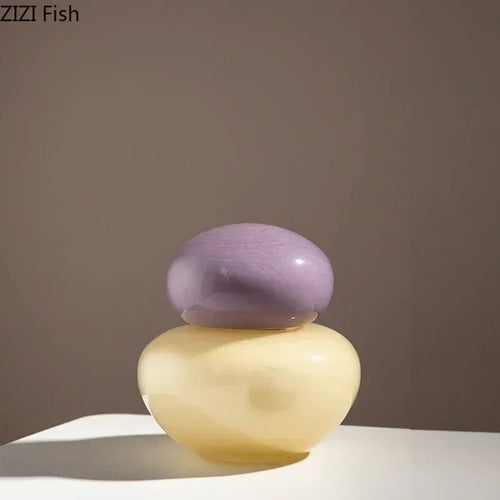 vase elliptique en verre avec couvercle pour fleurs décoratives - vue 4 sur 9