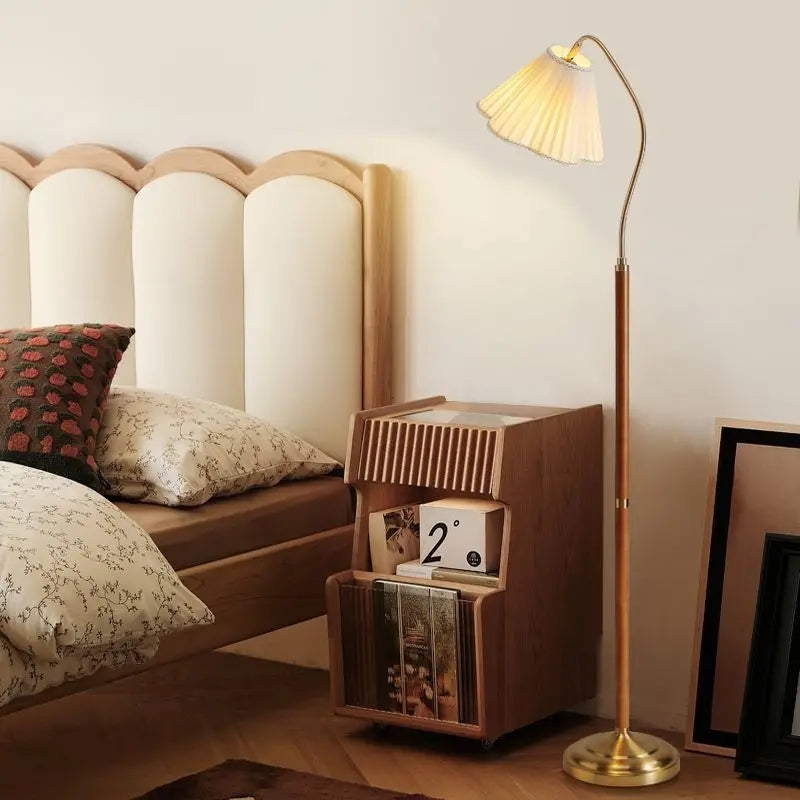 Lampadaire bois massif rétro japonais luxe haut gamme bureau chambre - vue 4 sur 8