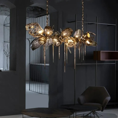 lustre en verre nordique de luxe en cristal moderne - vue 4 sur 14
