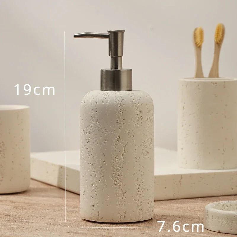 accessoires de salle de bain en grès pour rangement et décoration - vue 10 sur 12