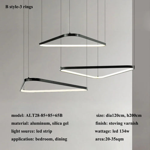 lustre Moderne noir irrégulier Led éclairage salon salle à manger nordique décor à la maison chambre - vue 11 sur 13