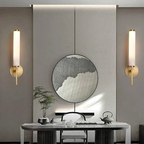 applique murale moderne en cuivre et marbre naturel design élégant - vue 5 sur 7
