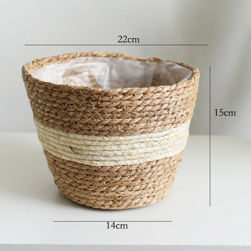 panier en paille pour plantes d'intérieur et d'extérieur - vue 10 sur 28