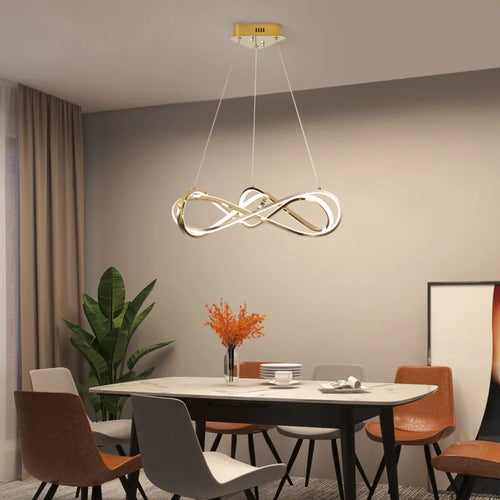 lustre led moderne avec télécommande design élégant et courbé - vue 2 sur 12
