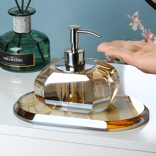distributeur de savon en verre accessoires de salle de bain luxe - vue 3 sur 16