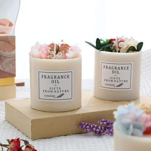 bougie parfumée fleurs séchées en cire de soja décorative et romantique - vue 5 sur 16