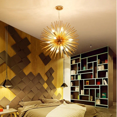 lustre boule hérisson décoration maison style nordique lumineux - vue 4 sur 12
