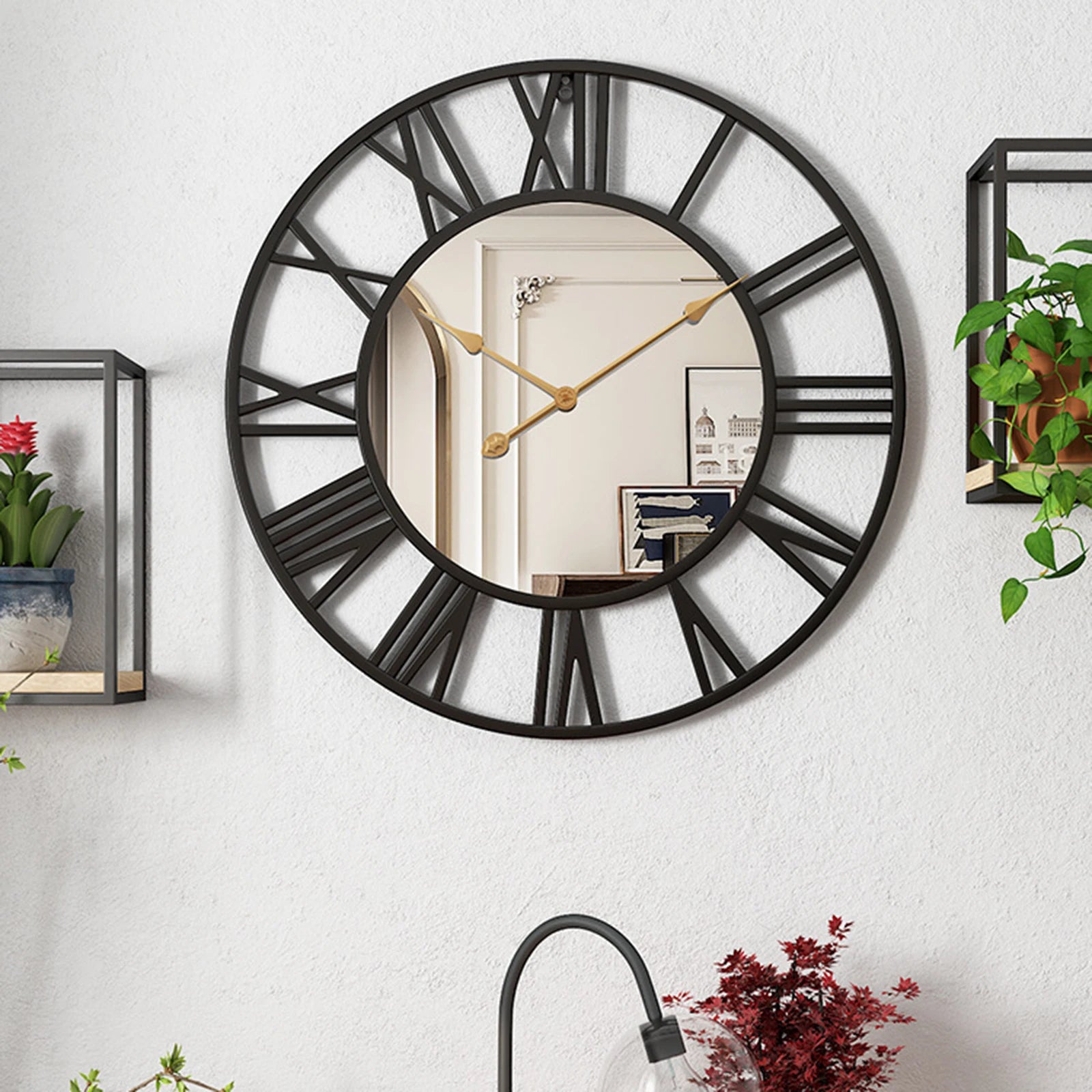 horloge murale décorative avec affichage 12 heures et chiffres romains - vue 4 sur 8