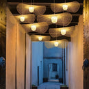 lustre en bambou tissé style japonais pour décoration moderne