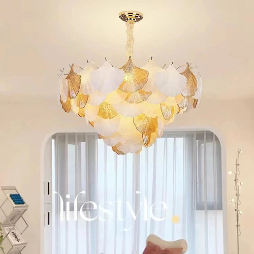 suspension moderne en verre ginkgo pour éclairage intérieur décoratif - vue 2 sur 10