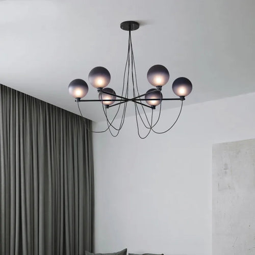 lustre nordique boule en verre style industriel rétro - vue 5 sur 7