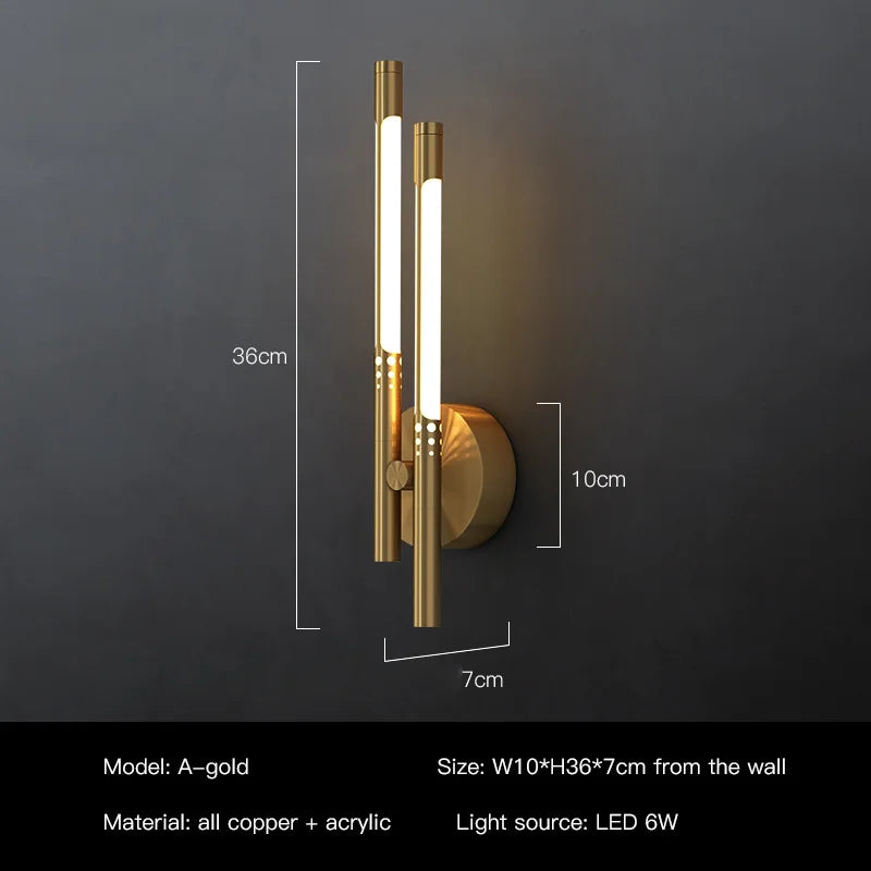applique murale led design moderne en cuivre pour intérieur décoratif - vue 12 sur 12