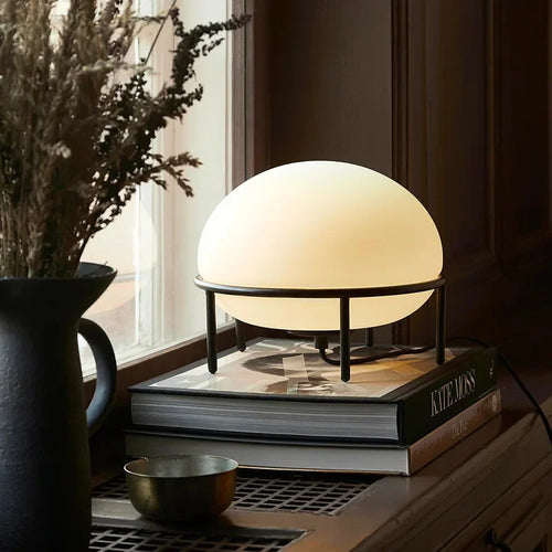 Demark Table Lamp Artistic White Glass Ball Desk Light for Bedroom Living Room - vue 4 sur 6