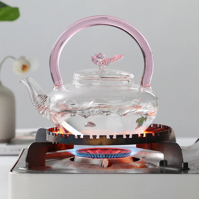Théière verre borosilicate motif papillon haute température - vue 7 sur 7